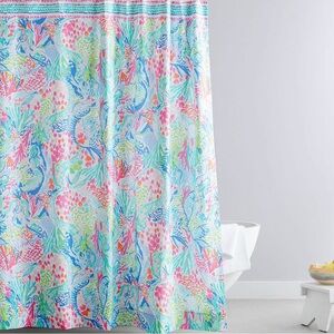 Lilly Pulitzer Vibrant Mermaid Shower Curtain with matching towel, rug, etc.